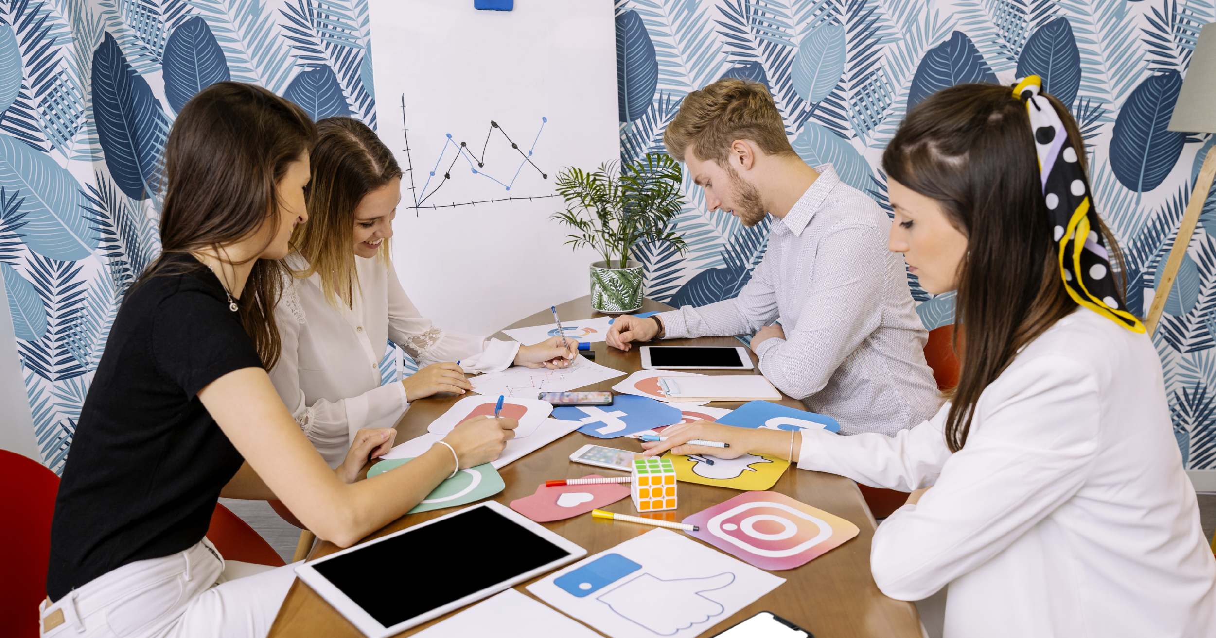 Group of people discussing strategy.