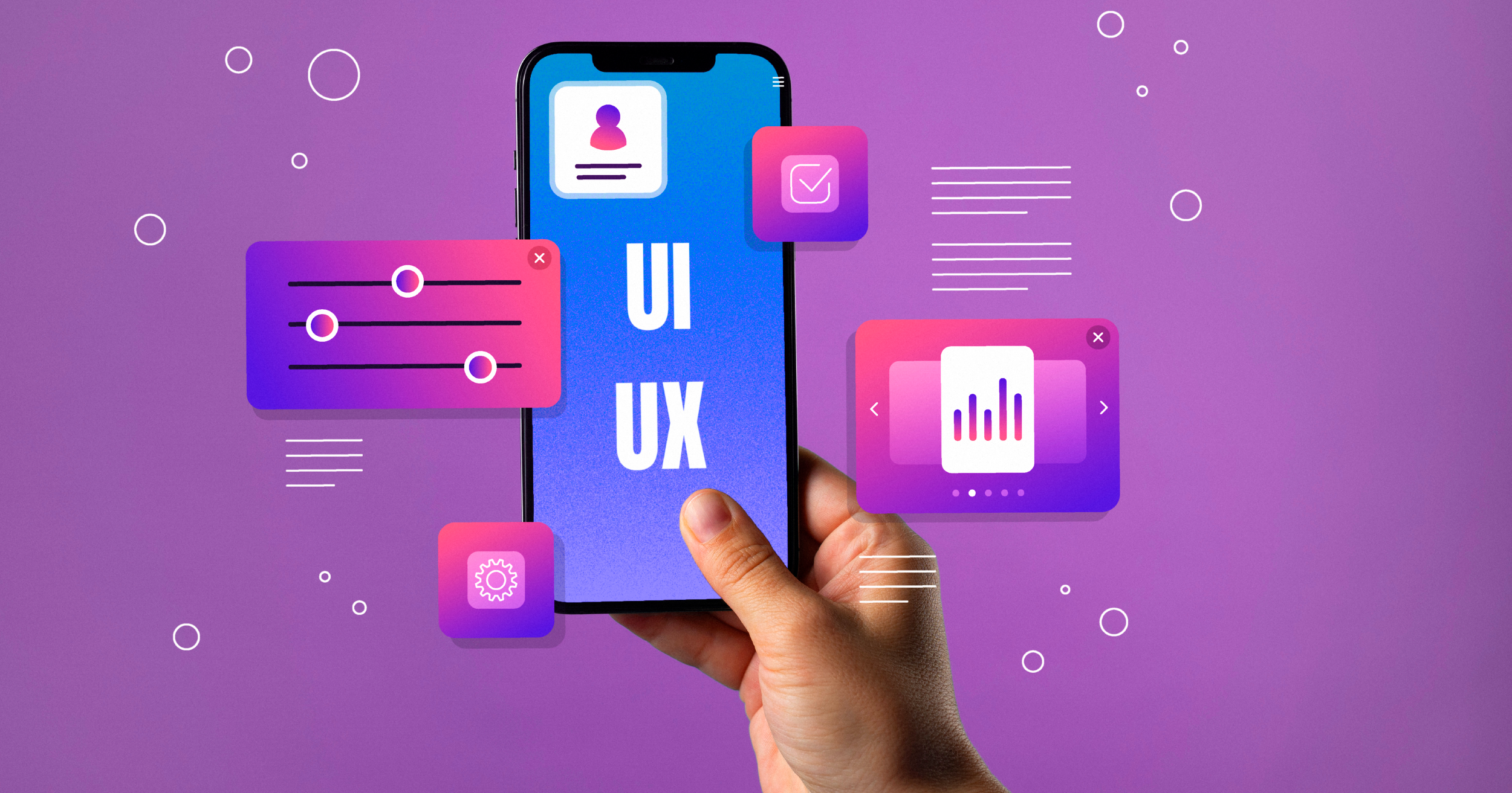 A man explores the UI/UX of a mobile app on his phone.